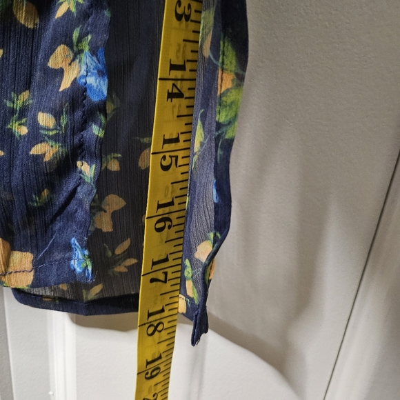 LC Lauren Conrad Navy Floral Sheer Kimono Duster One Size NWT Ruana - Picture 11 of 11